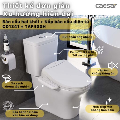 tinh nang Bon cau thong minh CAESAR CD1341 TAF400H nap rua dien tu