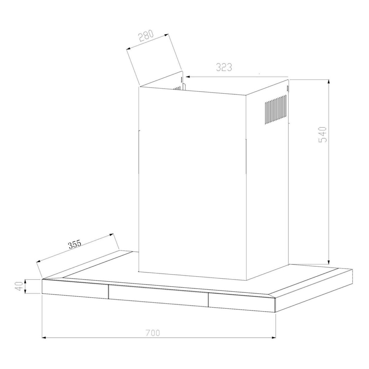 Máy hút mùi FEUER T567 70cm chữ T - Ảnh 2