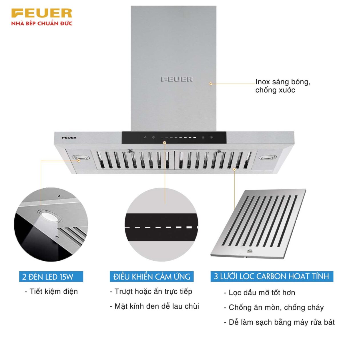 Máy hút mùi FEUER T567 70cm chữ T - Ảnh 5