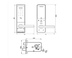Bản vẽ kích thước Khóa điện tử HAFELE EL8000-TC 912.05.359 912.05.367