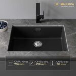 Chậu rửa bát đá MALLOCA ZEN K13040 1 hố - Ảnh 3