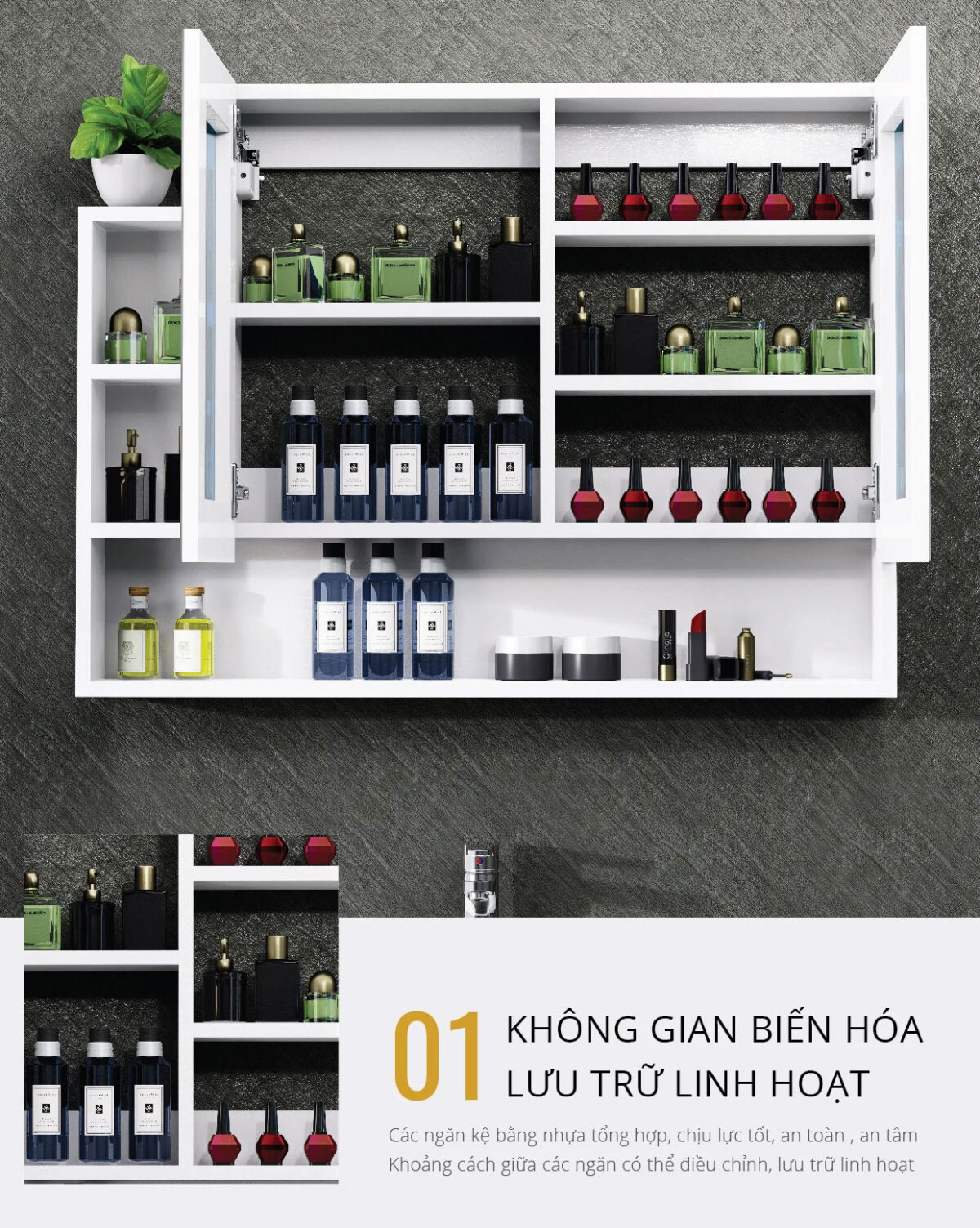 Tủ gương CAESAR EM01100V treo tường - Ảnh 8