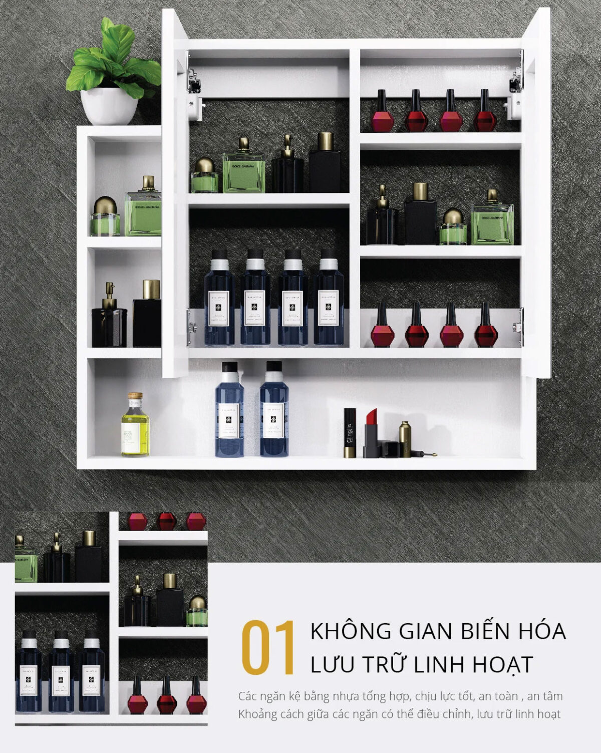 Tủ gương CAESAR EM0180V treo tường - Ảnh 8