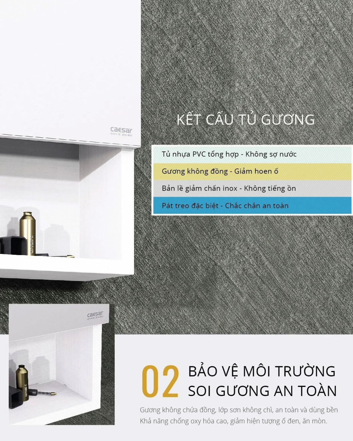 Tủ gương CAESAR EM0180V treo tường - Ảnh 7