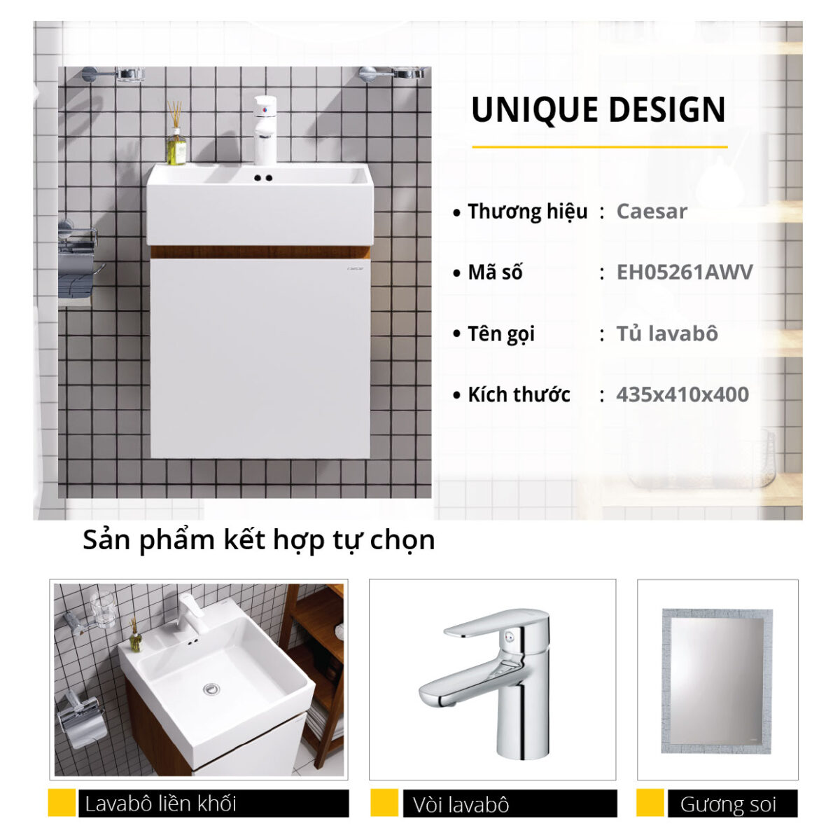 Tủ lavabo CAESAR LF5261 EH05261AWV - Ảnh 6