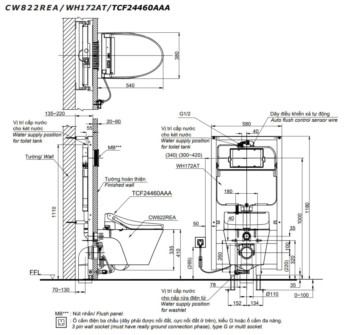 Bồn cầu thông minh TOTO CW822REA TCF24460AAA WH172AT TCA465 MB170P#SS nắp rửa điện tử - Ảnh 2