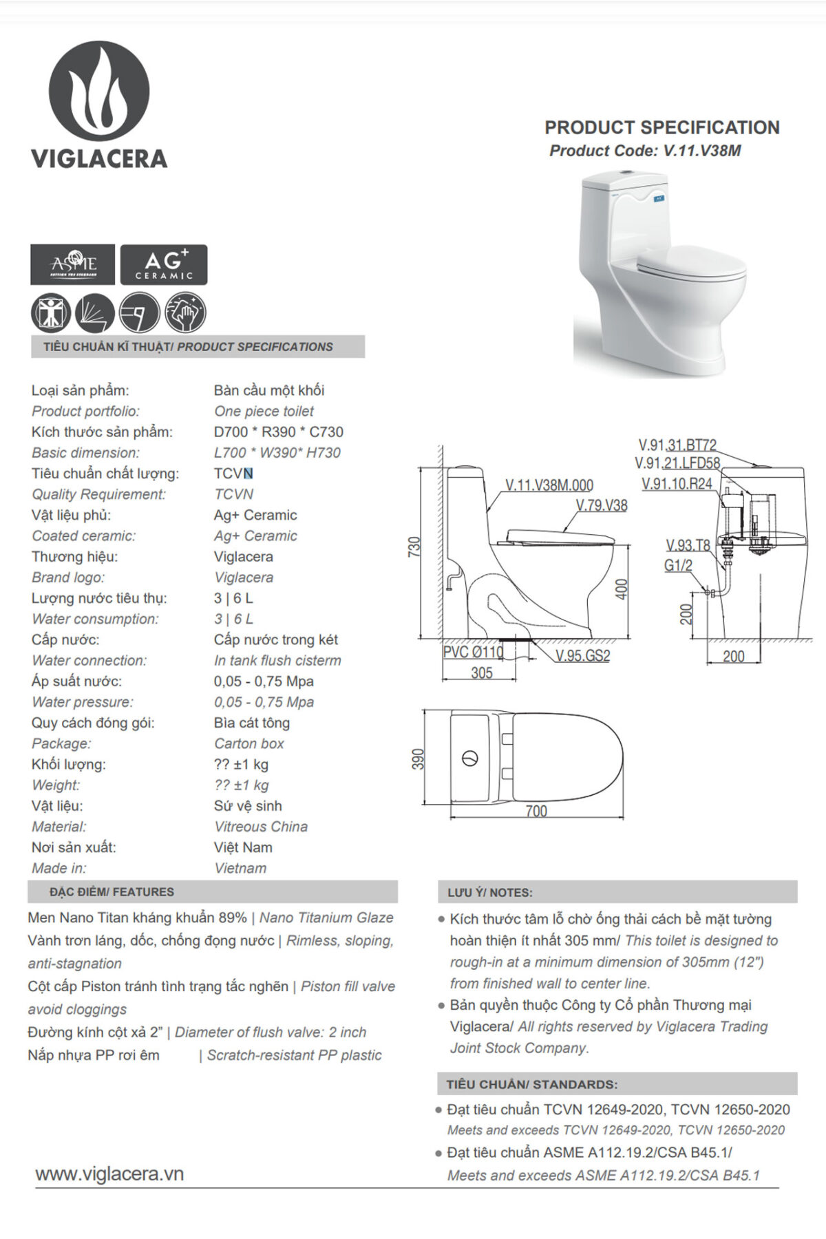 Thông-số-kĩ-thuật-Bồn-cầu-1-khối-VIGLACERA-V38-V38M-nắp-êm