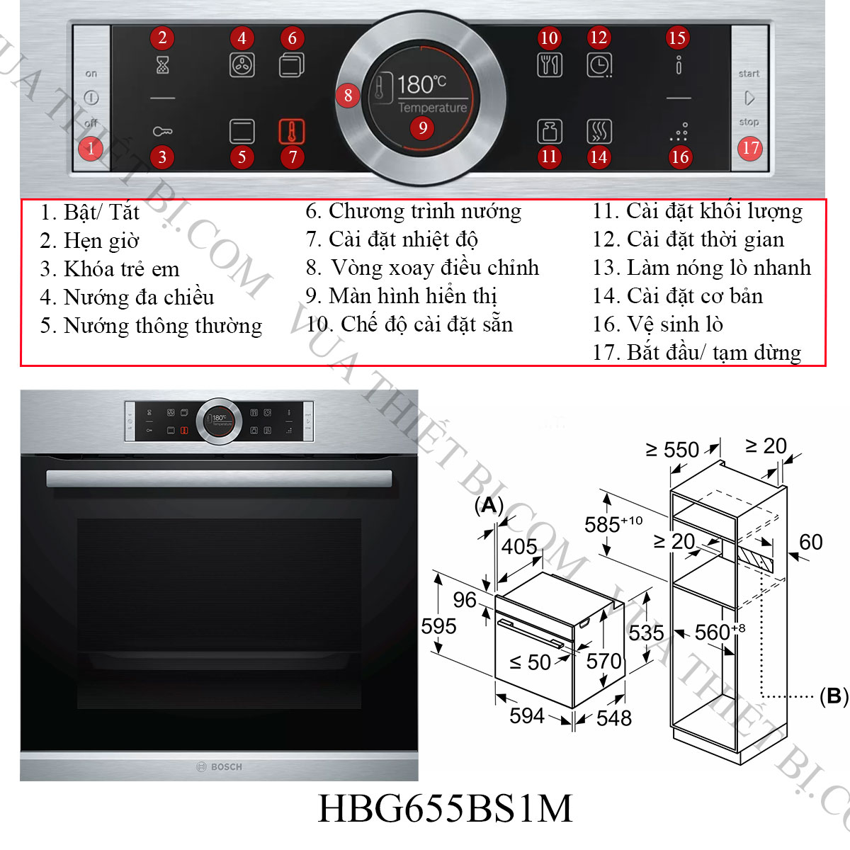 Lò nướng BOSCH HBG655BS1M serie 8 âm tủ 1 Thông-tin-lò-nướng-Bosch-HBG655BS1M-Serie-8