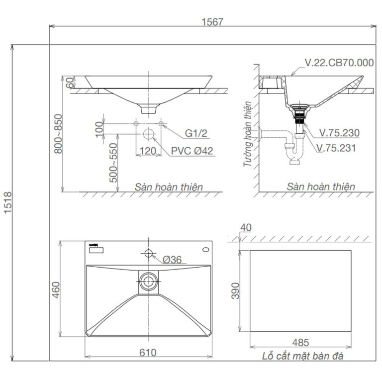 Bản-vẽ-kĩ-thuật-chậu-lavabo-VIGLACERA-CB70-đặt-bàn