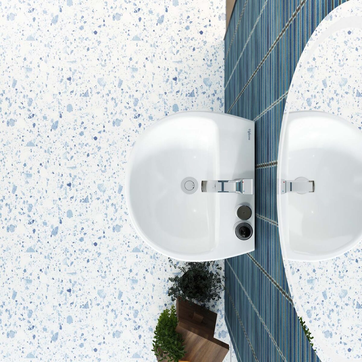 Chậu lavabo treo tường VIGLACERA V36 kèm chân lửng - Ảnh 4