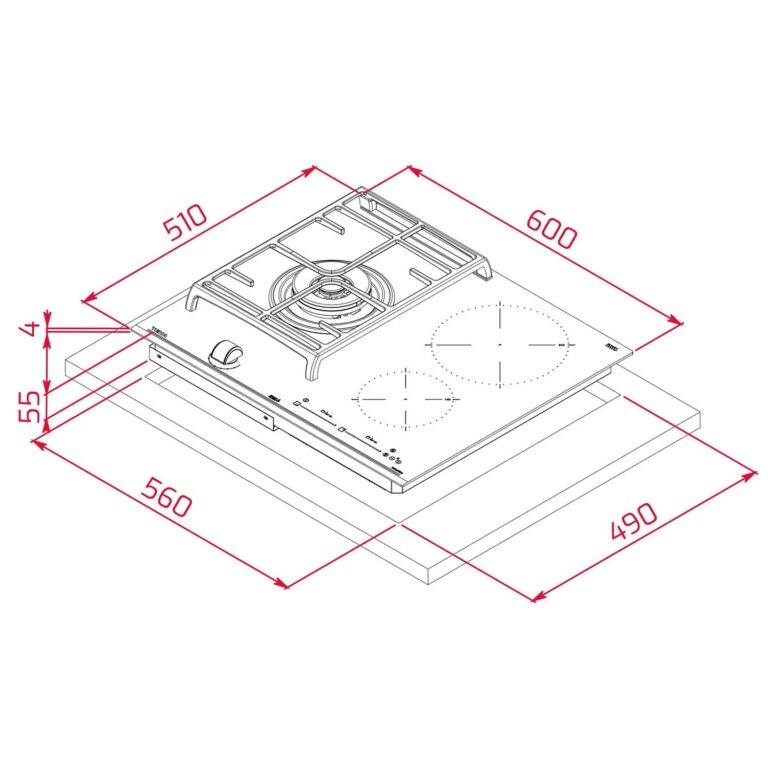 kích thước Bếp từ kết hợp gas ba TEKA JZC 63312 ABN BK (ABB) 112570116
