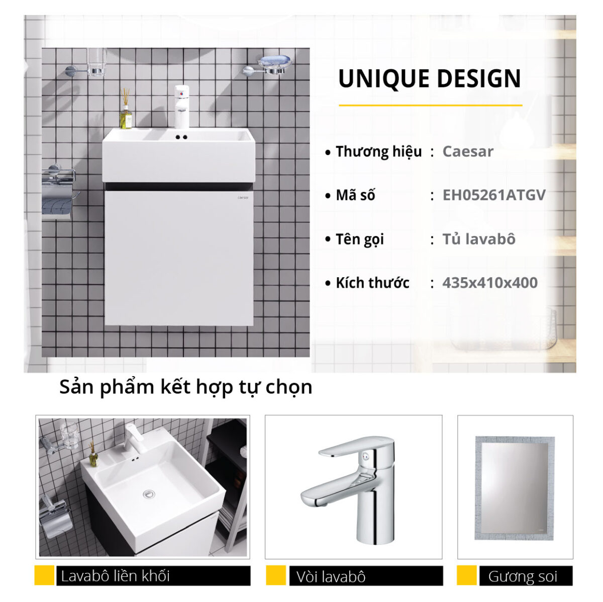 Tủ lavabo CAESAR LF5261 EH05261ATGV - Ảnh 5