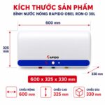 Bình nóng lạnh RAPIDO OBEL RON-D 30L lít ngang gián tiếp 2500w - Ảnh 2