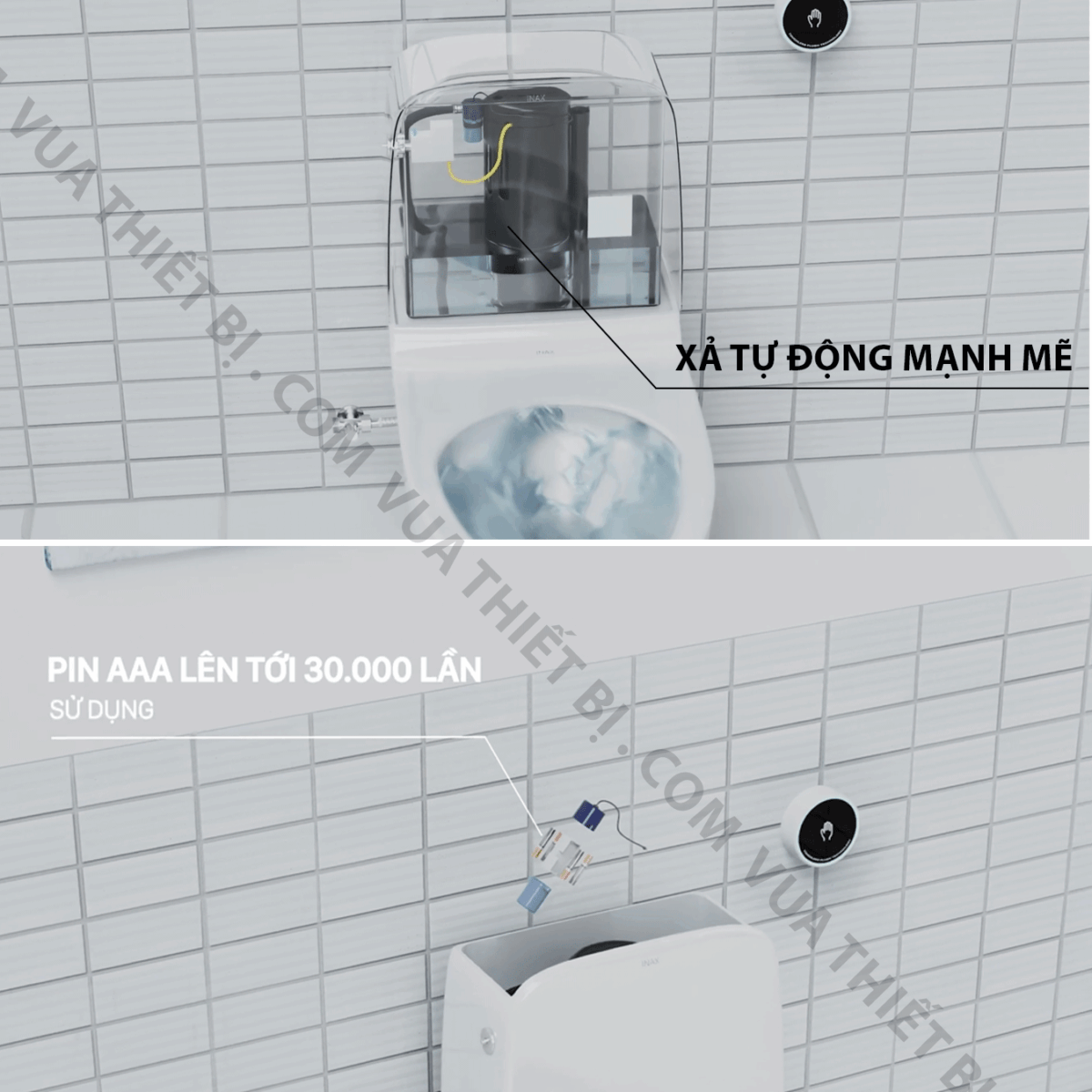 02 cach xa nuoc cua bon cau xa tu dong tu xa inax act 902vn act 832vn act 602vn 2