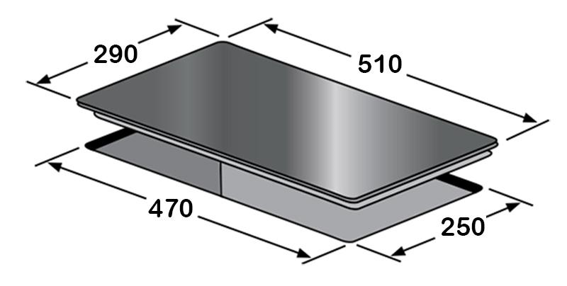 Bản vẽ kích thước Bếp từ đôi EUROSUN EU-T506DO domino