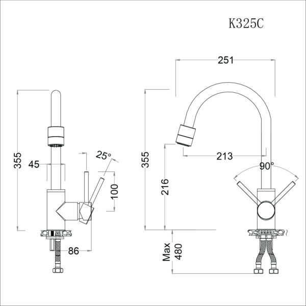 Ban ve ky thuat Voi rua bat CAESAR K325C nuoc lanh 1
