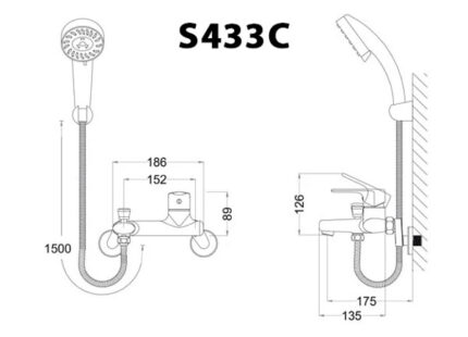 Ban ve ky thuat Voi sen tam CAESAR S433C nong lanh tay 3 che do