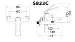 Ban ve ky thuat Voi sen tam CAESAR S823C nong lanh tay 3 che do