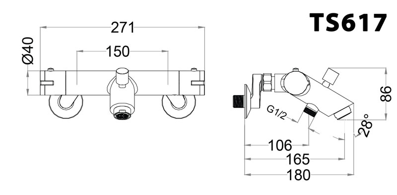 Bản vẽ kỹ thuật Vòi sen tắm CAESAR TS617 nhiệt độ tay 3 chế độ
