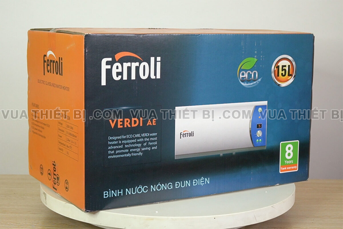 Binh nong lanh Ferroli Verdi AE 15L 20L 30L lit ngang gian tiep 2500w
