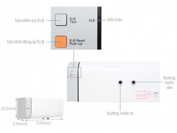 Bình nóng lạnh PANASONIC DH 20HBMVW 20L ngang 1
