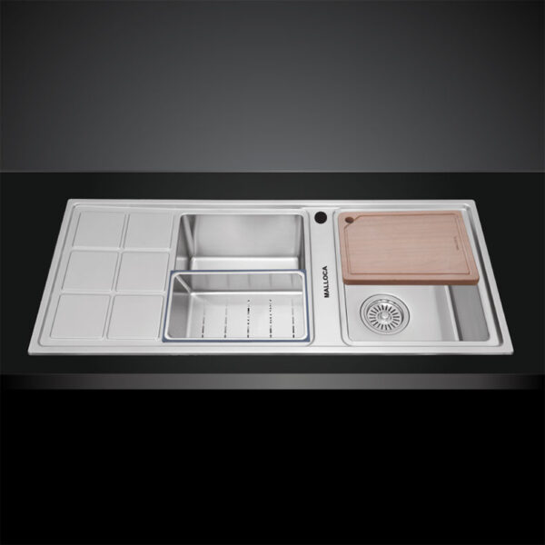 Chậu rửa bát inox MALLOCA MS8815L 2 hố 1 bàn