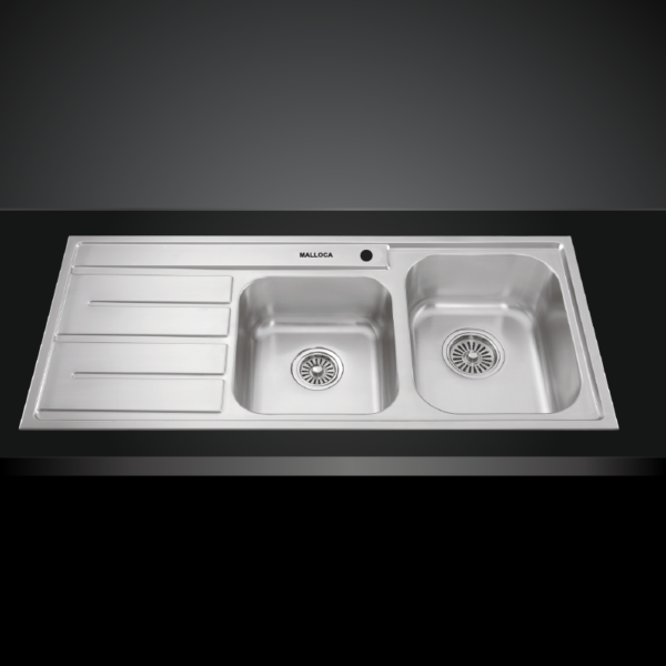 Chau rua bat Inox Malloca MS 1027L NEW 2 ho ban trai
