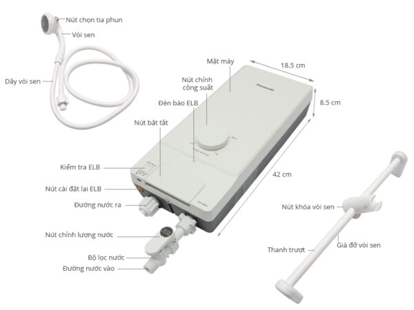 Máy nước nóng trực tiếp PANASONIC DH 4MS1VW không bơm 4500W (2)
