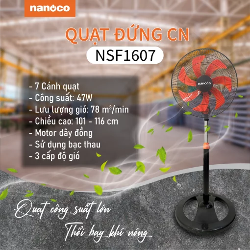 Quạt cây NANOCO NSF1607 đen cam (2)