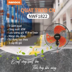 Quạt treo tường NANOCO NWF1822 đen cam (2)