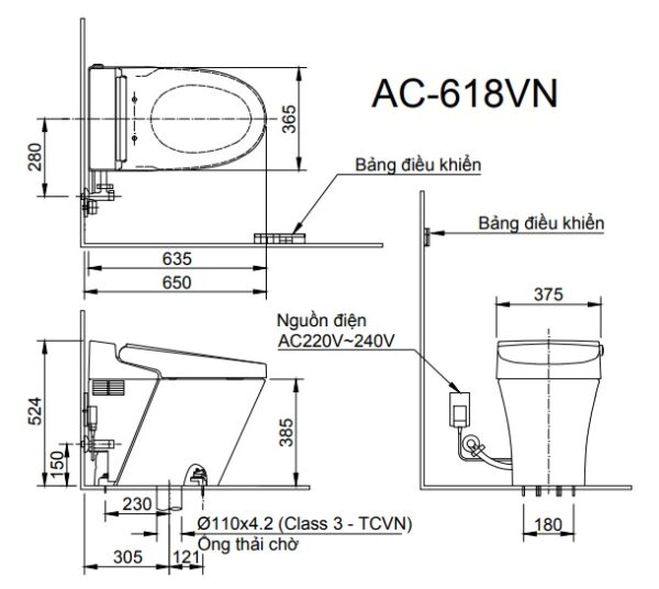ban ve bon cau thong minh inax ac 618vn