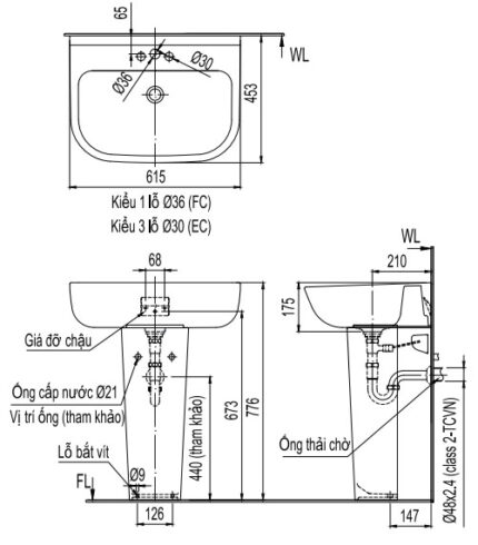 ban ve bon rua mat lavabo inax l298v kem chan l298vd