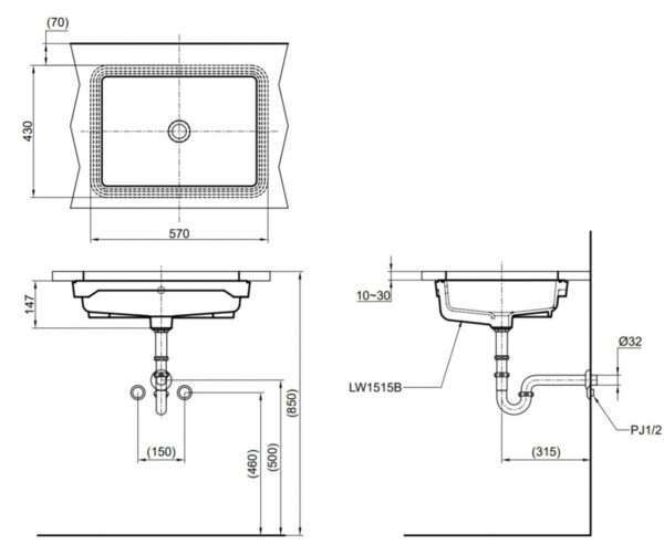 ban ve bon rua mat lavabo toto lt1515xw am ban