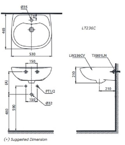 ban ve bon rua mat lavabo toto lt236cs