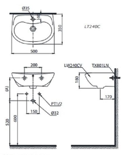 ban ve bon rua mat lavabo toto lt240c