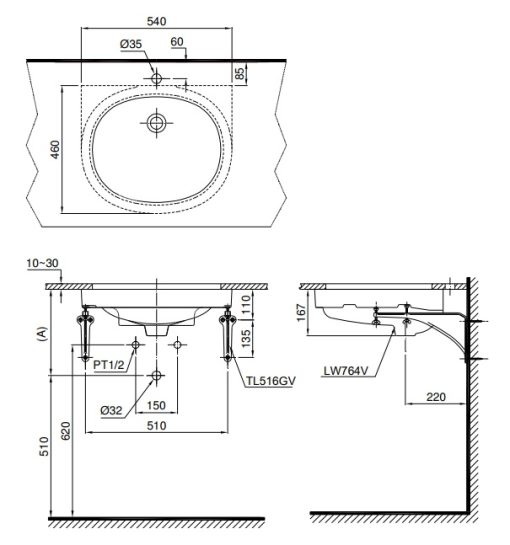 ban ve bon rua mat lavabo toto lt764