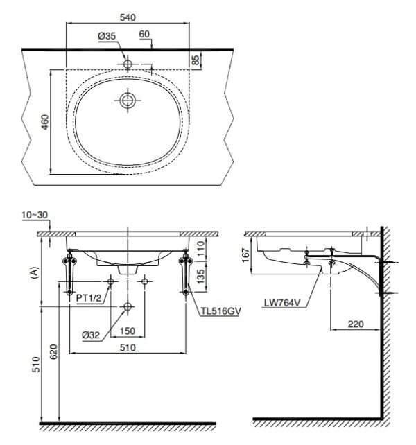 ban ve bon rua mat lavabo toto lt764