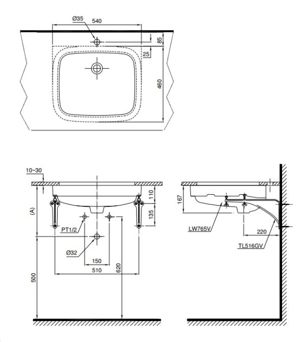ban ve bon rua mat lavabo toto lt765
