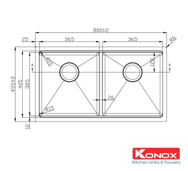 ban ve chau rua bat inox konox kn8046dub