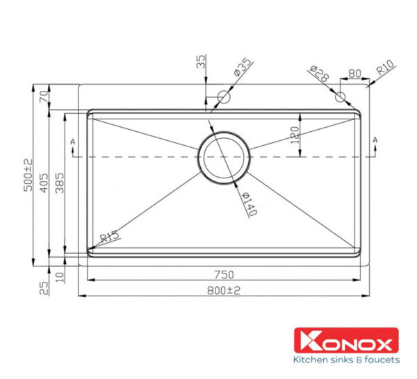 ban ve chau rua bat inox konox kn8050ts