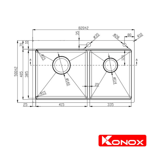 ban ve chau rua bat inox konox kn8250td