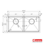 ban ve chau rua bat inox konox kn8745dub