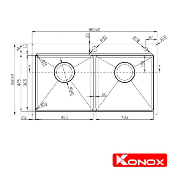 ban ve chau rua bat inox konox kn8850td
