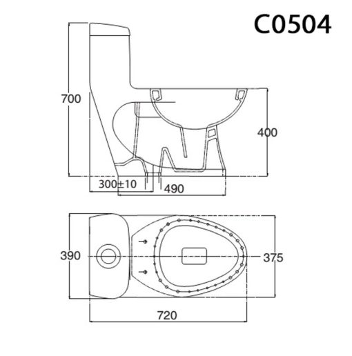 VIGLACERA C0504 - Bồn cầu 1 khối nắp êm 3 ban ve ki thuat bon cau 1 khoi viglacera c0504 nap em