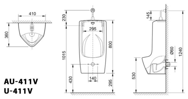 ban ve ki thuat bon tieu nam inax au 411v u 411v treo tuong