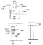 ban ve ki thuat chau rua mat lavabo american standard 0953 wt wp f711 neo modern chan dai treo tuong