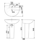 ban ve ki thuat chau rua mat lavabo american standard 0956 wt 0775 wt activa chan dai treo tuong