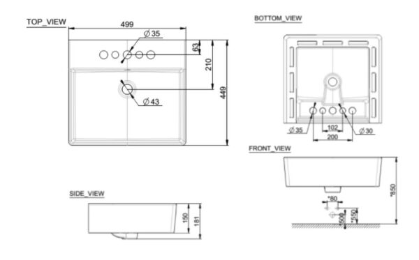 ban ve ki thuat chau rua mat lavabo american standard wp f613 dong square dat ban