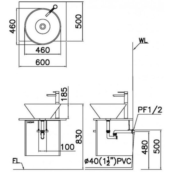 ban ve ki thuat chau rua mat lavabo caesar l5222 dat ban