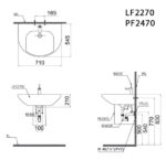 ban ve ki thuat chau rua mat lavabo caesar lf2270 pf2470 chan lung treo tuong